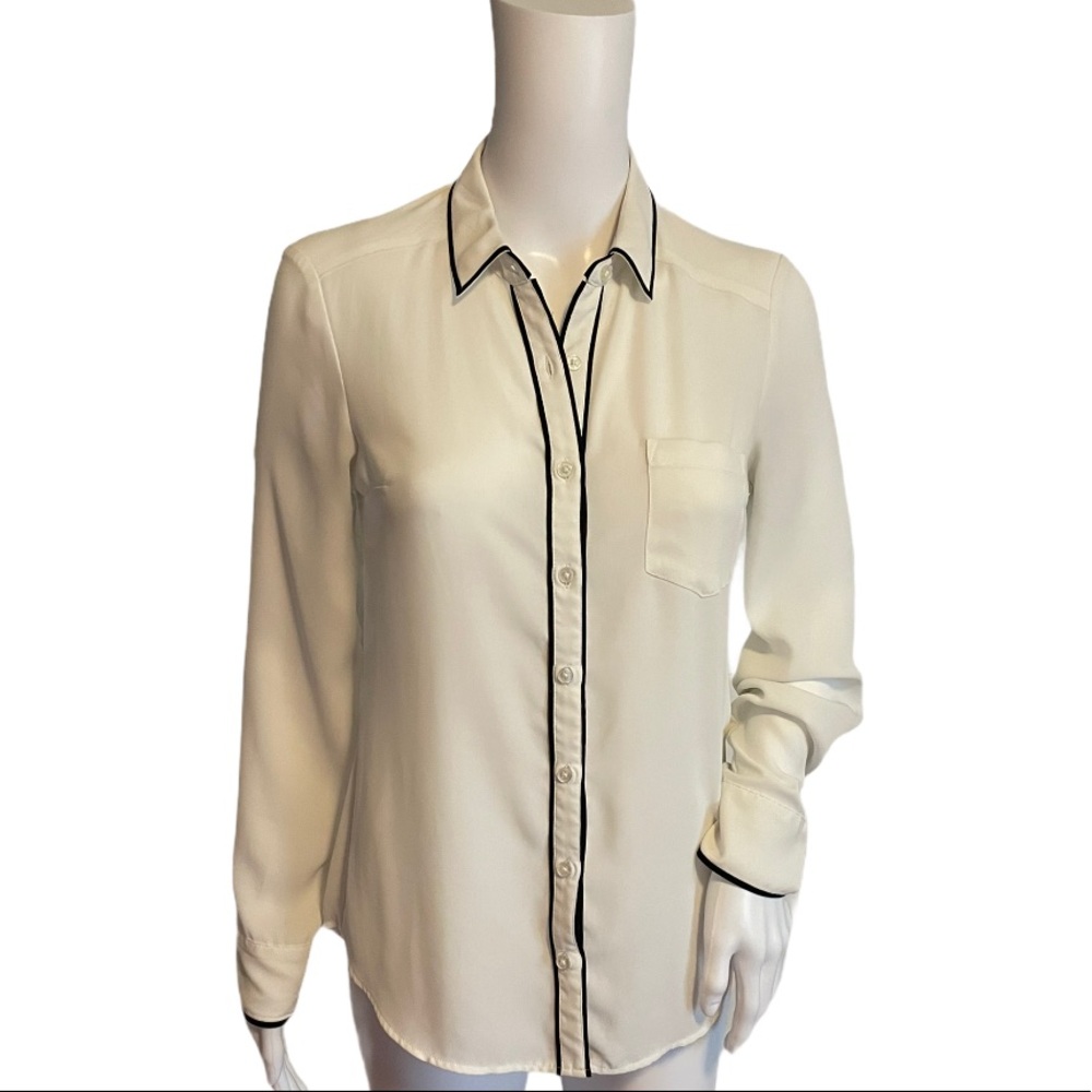 Express Portofino blouse with black trim